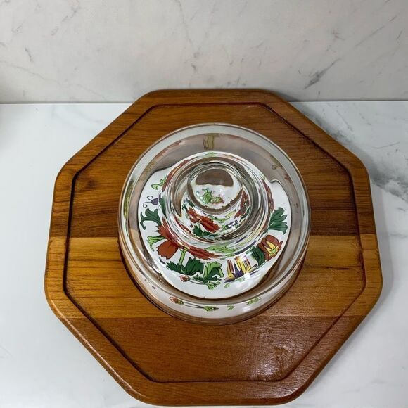 VINTAGE Dolphin Teakwood Cheese board with glass dome - Picture 2 of 5